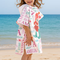 Cute And Beachy Custom Name - Personalized Kids Hooded Towel