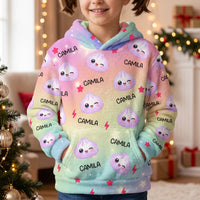 Personalized Cute Dumpling Fleece Hoodie - Custom All Over Print Sweatshirt for Kids & Adults