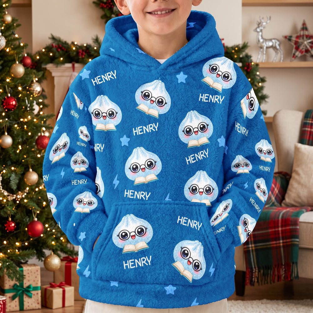 Personalized Cute Dumpling Fleece Hoodie - Custom All Over Print Sweatshirt for Kids & Adults
