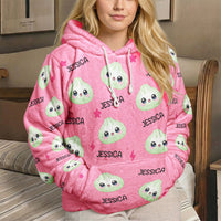 Personalized Cute Dumpling Fleece Hoodie - Custom All Over Print Sweatshirt for Kids & Adults