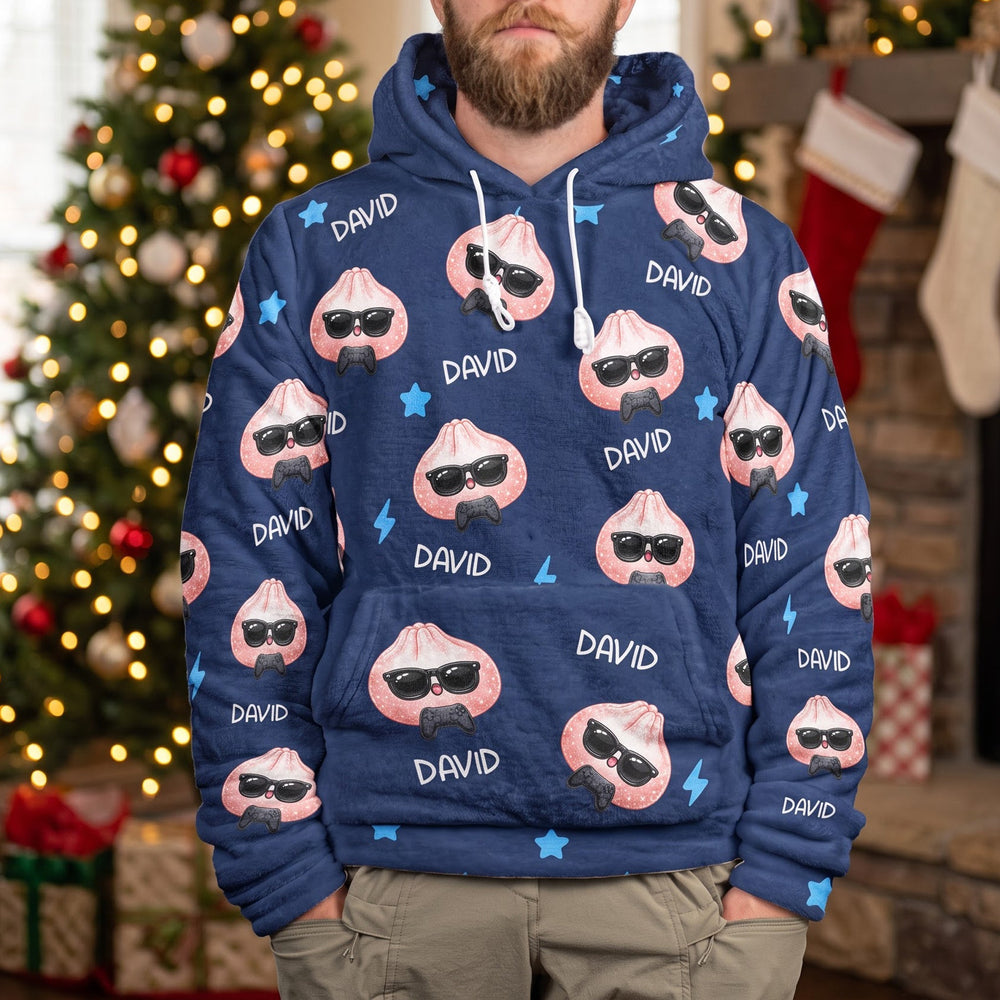 Personalized Cute Dumpling Fleece Hoodie - Custom All Over Print Sweatshirt for Kids & Adults