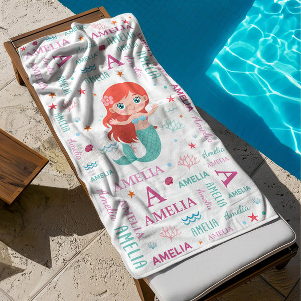 Cute And Beachy Custom Name - Personalized Beach Towel