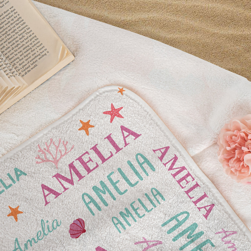Cute And Beachy Custom Name - Personalized Beach Towel