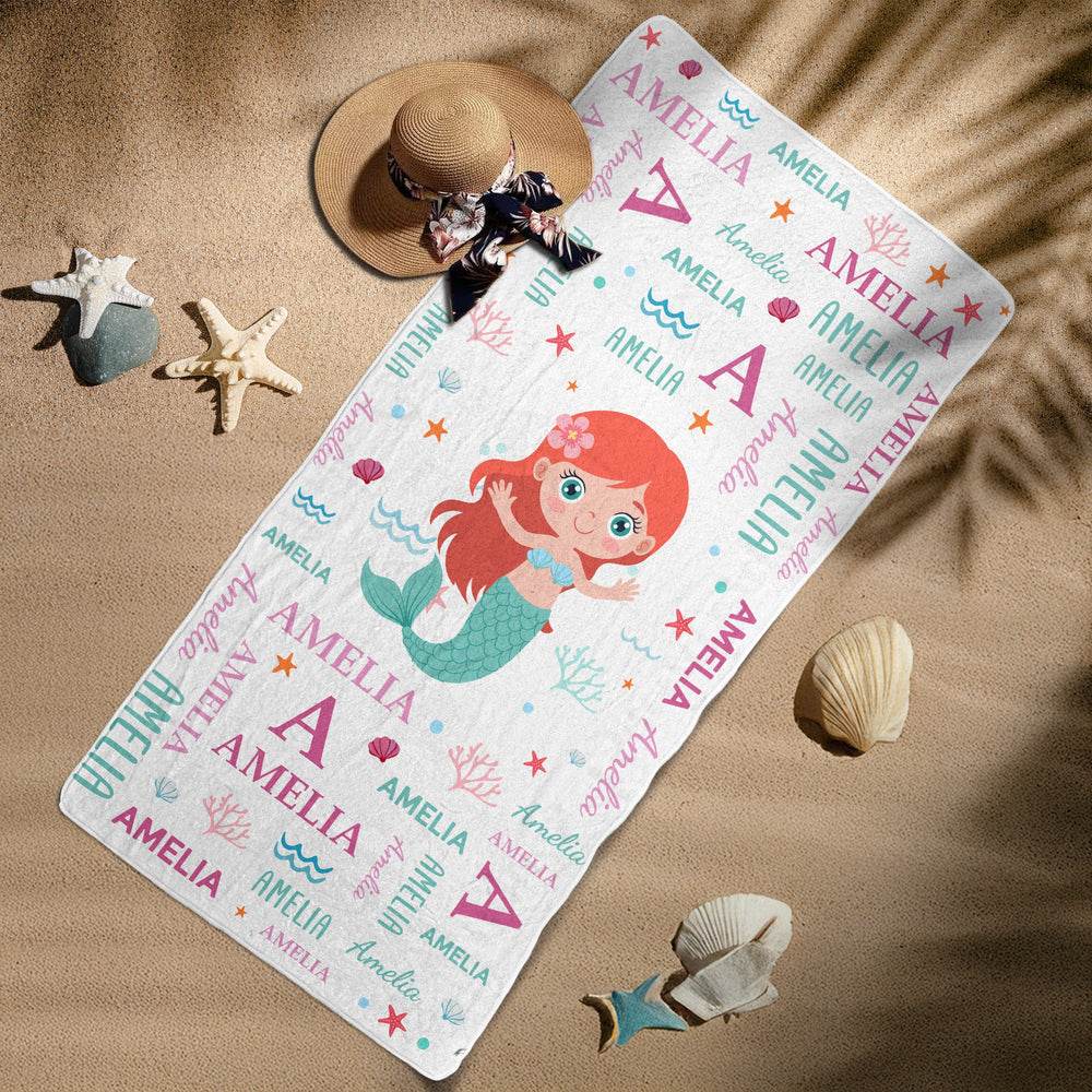 Cute And Beachy Custom Name - Personalized Beach Towel