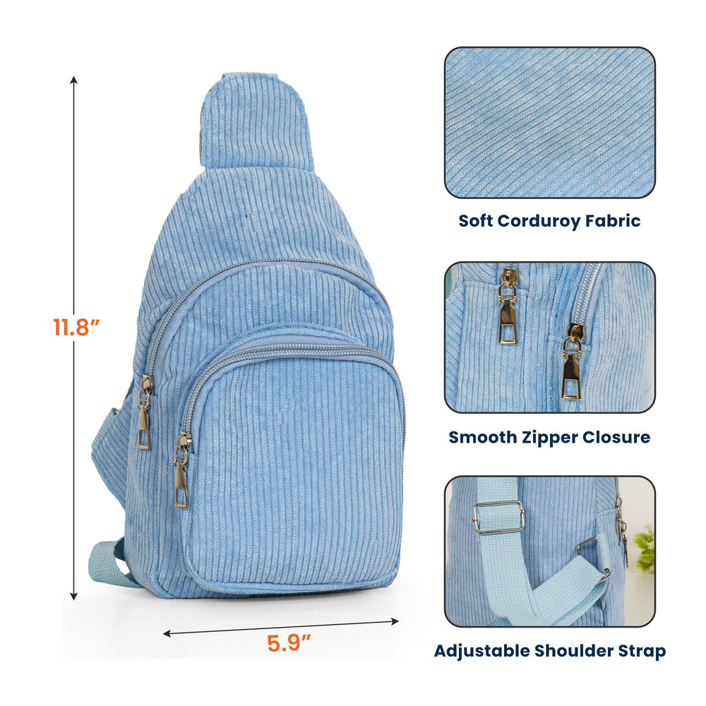 Personalized Cute Cartoon & Birth Month Flower Corduroy Sling Bag for Kids