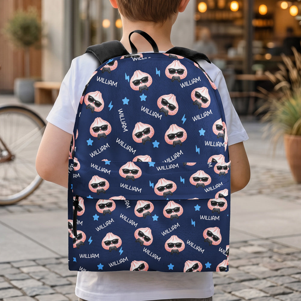 Custom Cute Dumpling Kids Backpack, Personalized Name School Bookbag