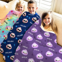 Personalized Cute Dumpling Fleece Blanket - Custom Name Cozy Sherpa Throw