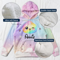 Personalized Cute Dumpling Hoodie, Custom Name Cozy Fleece Sweatshirt for Kids & Adults