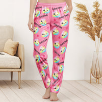 Personalized Cute Dumpling Lounge Pants, Custom Name Pajama Bottoms for Kids & Adults