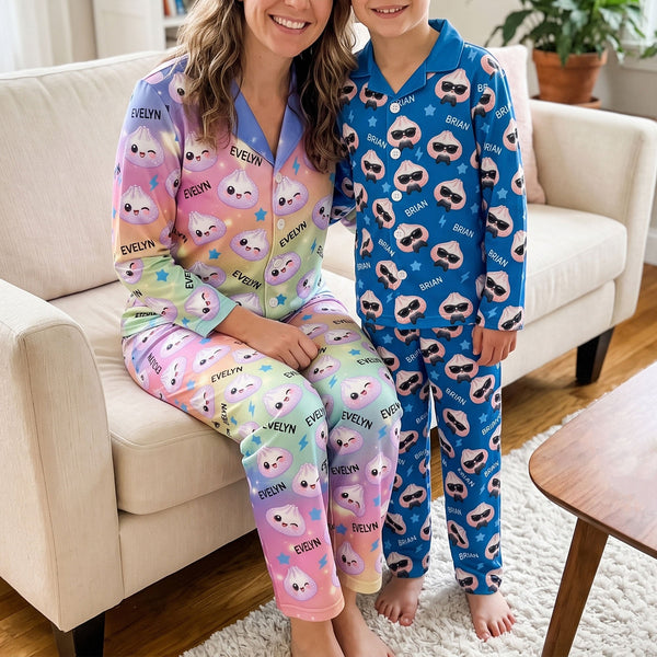 Custom Cute Dumpling Pajama Set, Personalized Family Sleepwear