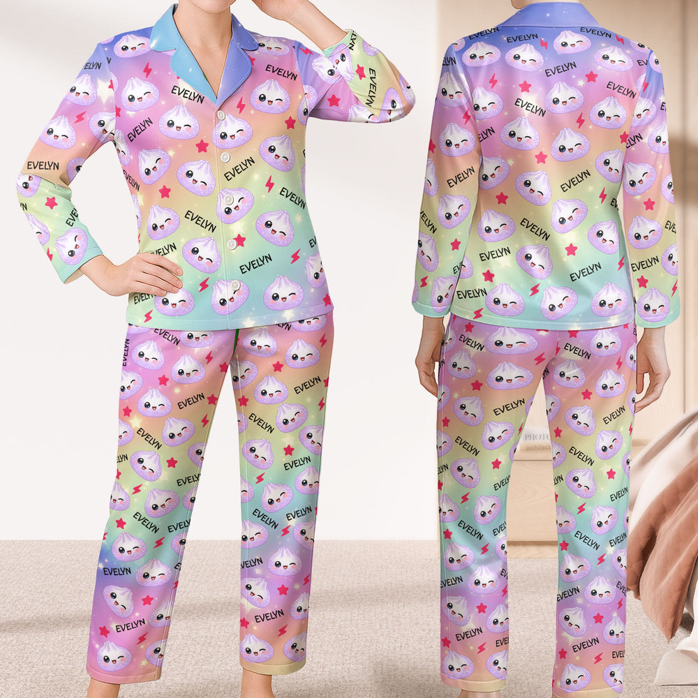 Custom Cute Dumpling Pajama Set, Personalized Family Sleepwear
