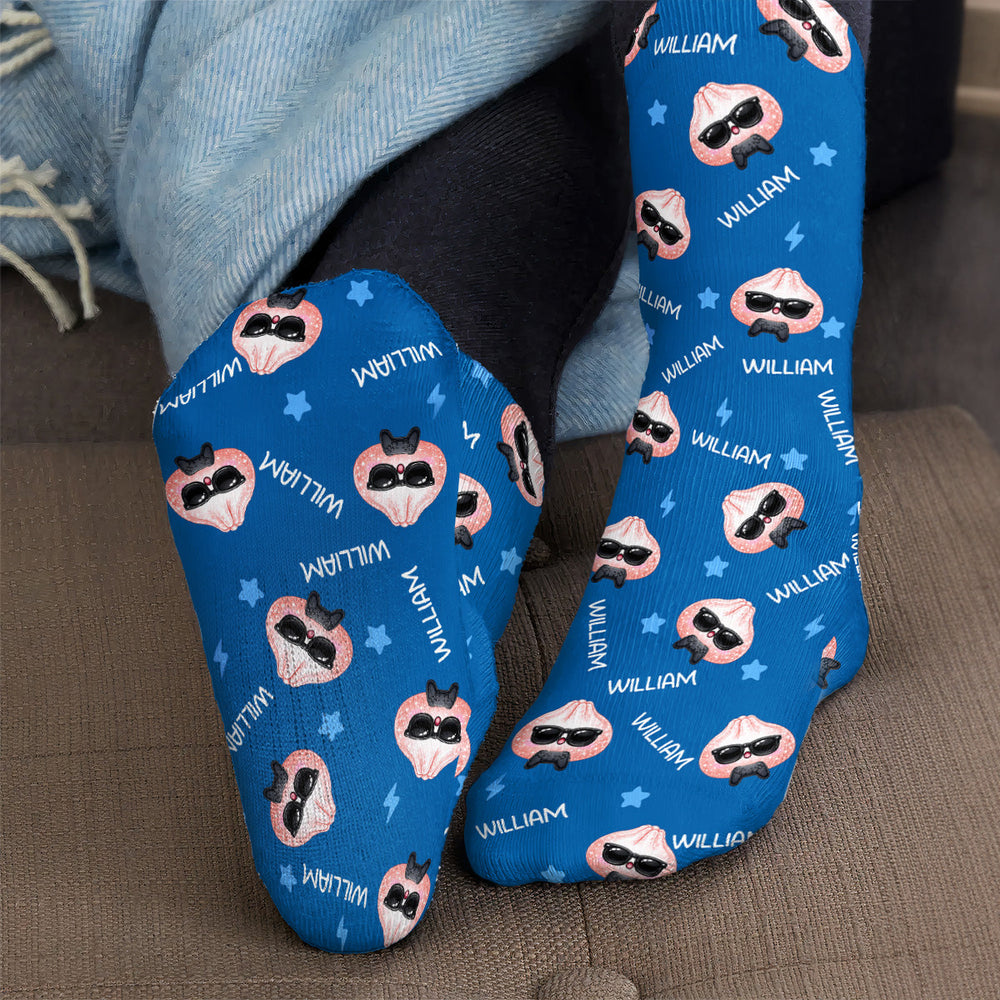 Personalized Cute Dumpling Socks - Custom Name Crew Socks for Kids & Adults