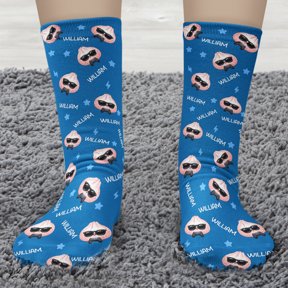 Personalized Cute Dumpling Socks - Custom Name Crew Socks for Kids & Adults
