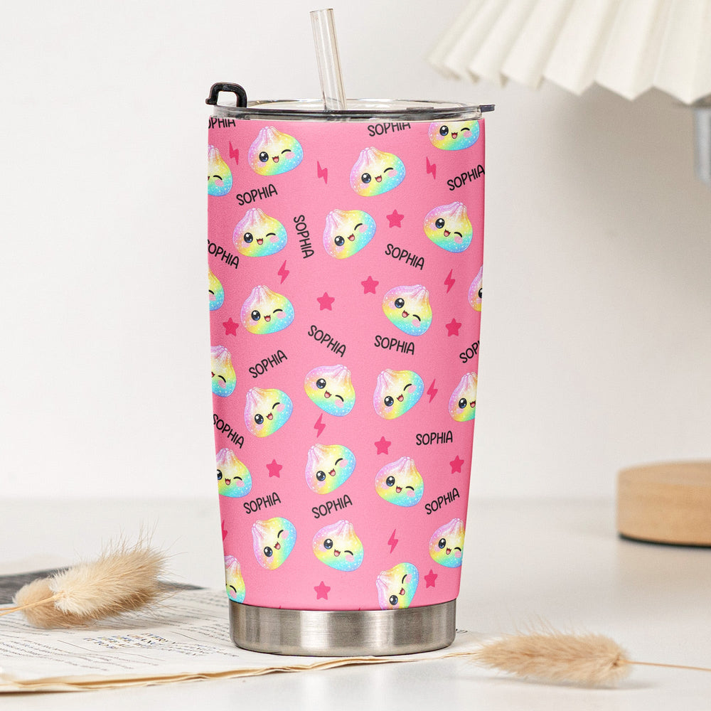Personalized Cute Dumpling Stainless Steel Tumbler - Custom Insulated Travel Cup