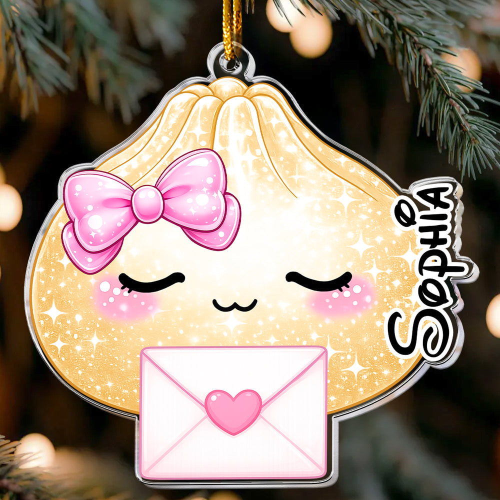 Personalized Dumpling Family Christmas Ornament, Custom Name Cute Holiday Keepsake