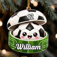 Personalized Sports Dumpling Acrylic Christmas Ornament, Custom Name Cute Team Lover Gift