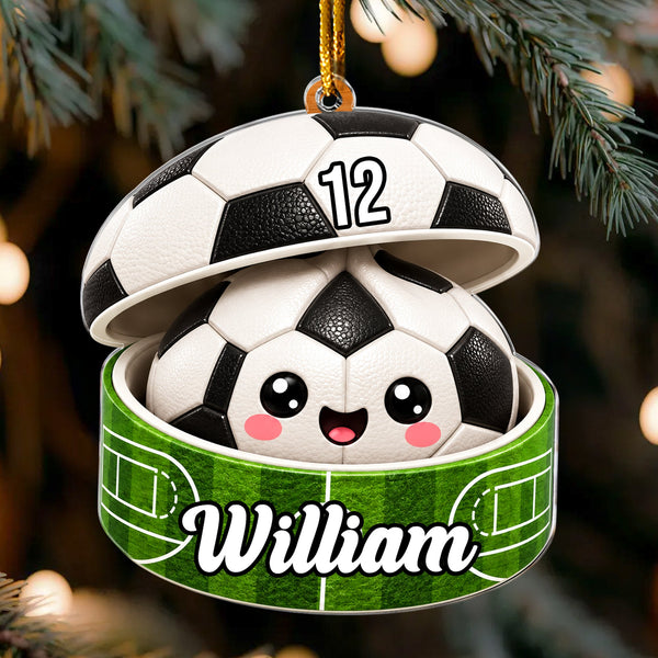 Personalized Sports Dumpling Acrylic Christmas Ornament, Custom Name Cute Team Lover Gift