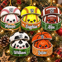 Personalized Sports Dumpling Acrylic Christmas Ornament, Custom Name Cute Team Lover Gift