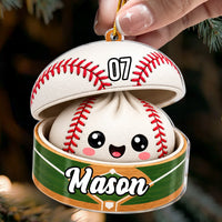 Personalized Sports Dumpling Acrylic Christmas Ornament, Custom Name Cute Team Lover Gift