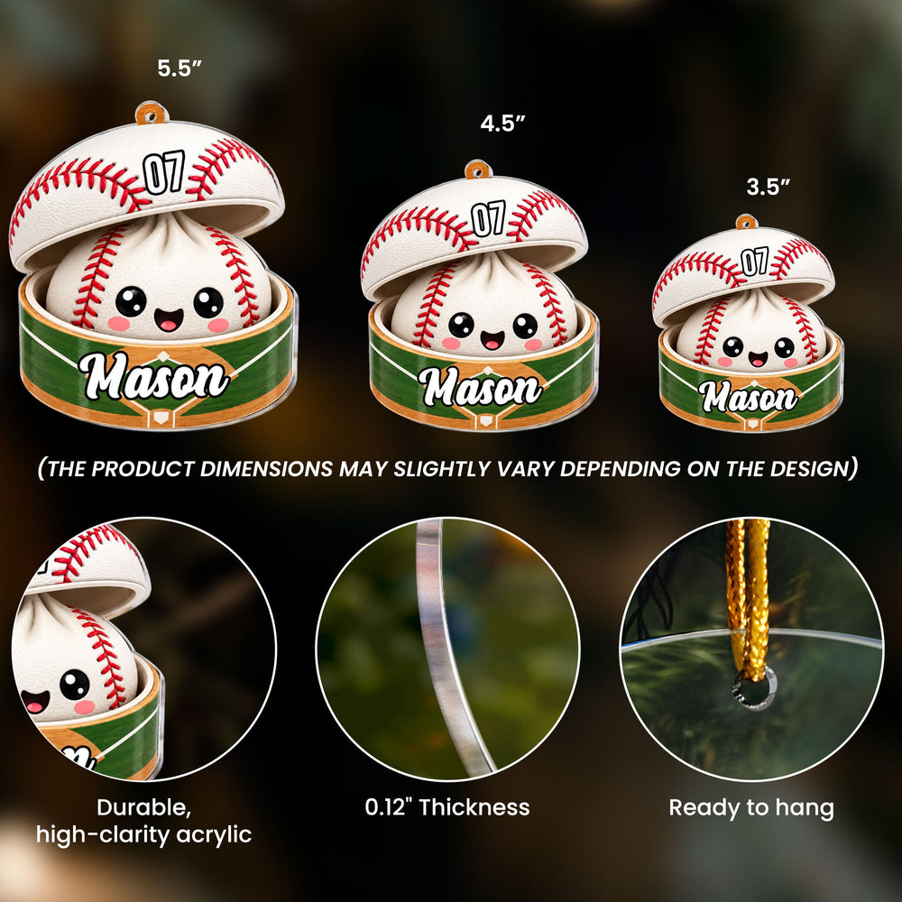 Personalized Sports Dumpling Acrylic Christmas Ornament, Custom Name Cute Team Lover Gift