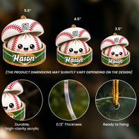 Personalized Sports Dumpling Acrylic Christmas Ornament, Custom Name Cute Team Lover Gift