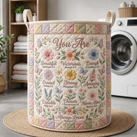 You Are Beautiful Scripture Quilted Laundry Basket EM02