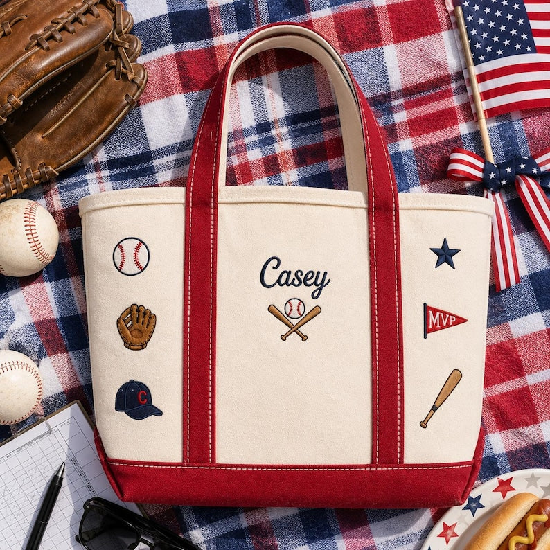 Personalized Name Sports Embroidary Tote Bag LD04