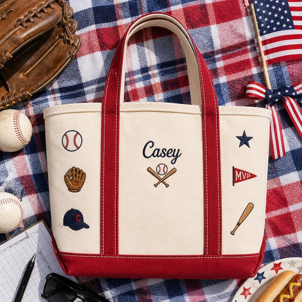 Personalized Name Sports Embroidary Tote Bag LD04