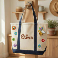 Custom Name Patchwork Embroidary Tote Bag LD07