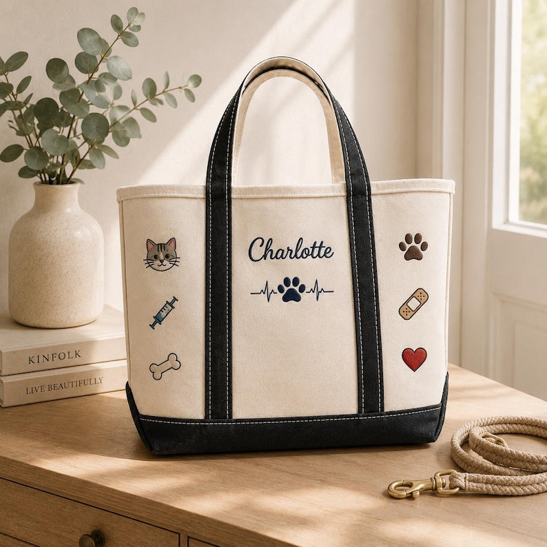 Pet Care Work Embroidary Tote Bag LD08