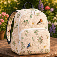 Robin Bird & Botanical Quilted Backpack LD09