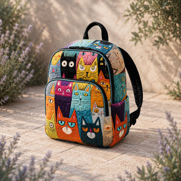 Colorful Cat Collage Quilted Backpack LD17