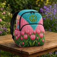 Peace Sign Tulip Hippie Quilted Backpack LD18