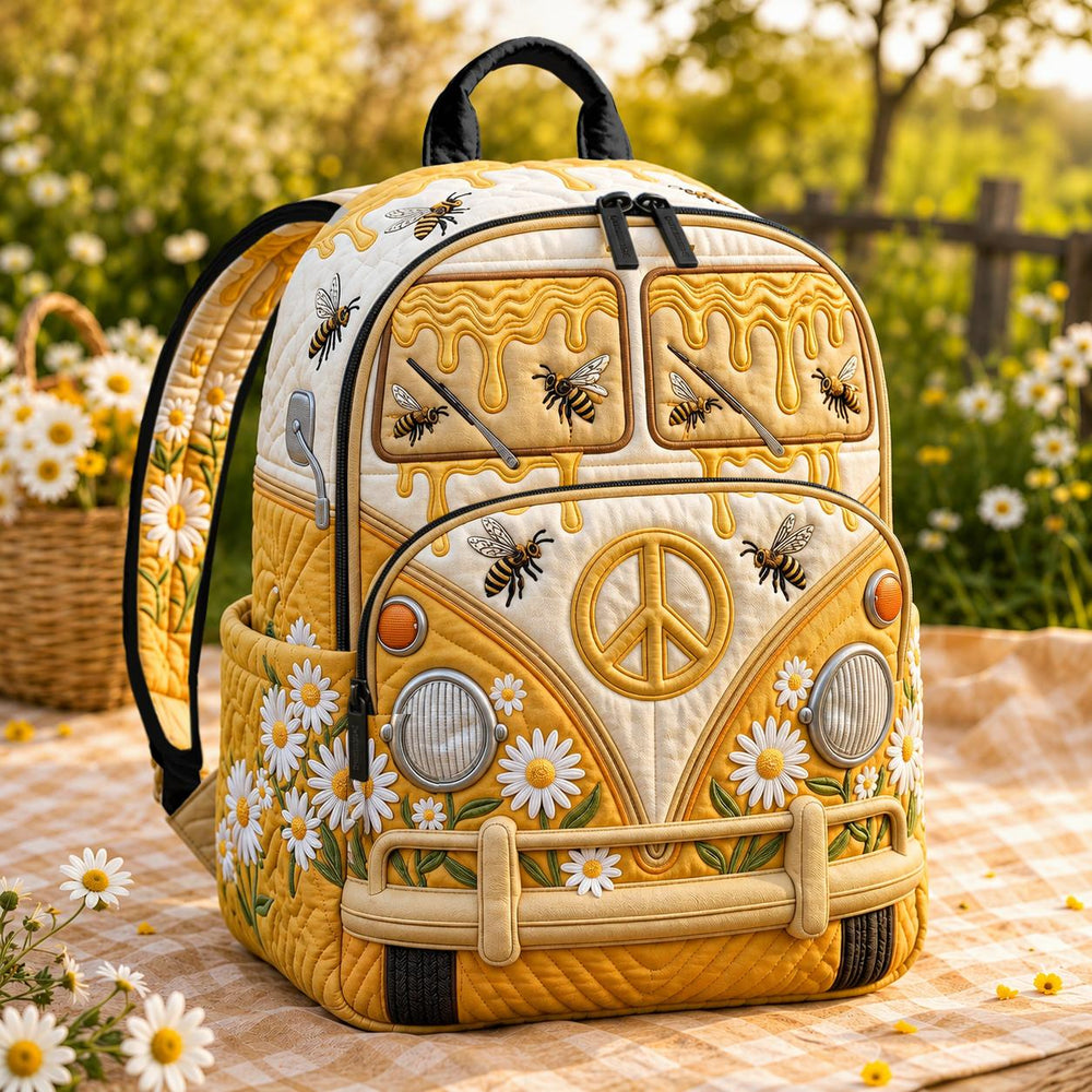 Bee & Honey Hippie Van Quilted Backpack LD22