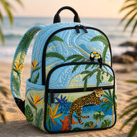 Vintage Camper Floral Quilted Backpack With Three Zippers LD16