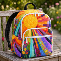 Colorful Chicken Hippie Van Quilted Backpack With Three Zippers LD18