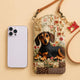 Floral Patchwork Dachshund Quilted Slim Phone Crossbody Bag LD06