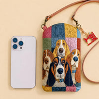Basset Hound Patchwork Quilted Slim Phone Crossbody Bag LD07