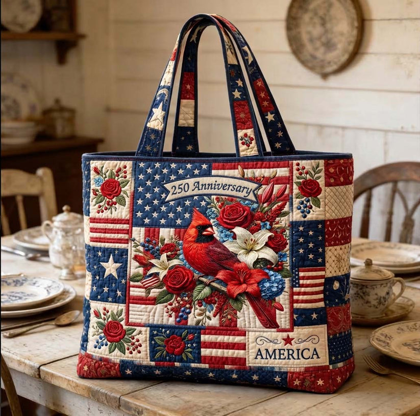 Freedom Cardinal Quilted Tote Bag LD01