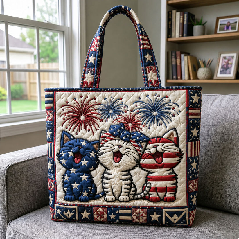 Firework Kittens Quilted Tote Bag LD06