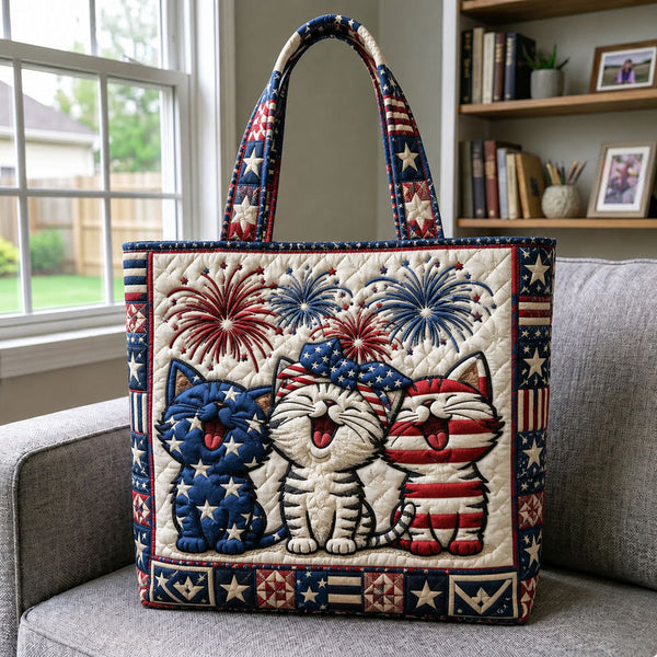 Firework Kittens Quilted Tote Bag LD06