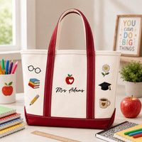 Personalized Teacher Embroidary Tote Bag LV09