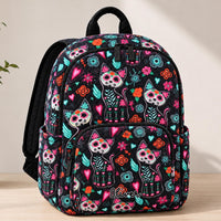 Day of the Dead Cat Personalized Quilted Backpack LV59