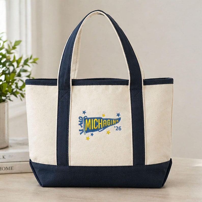 Embroidered Custom College Pennant Embroidary Tote Bag QH01