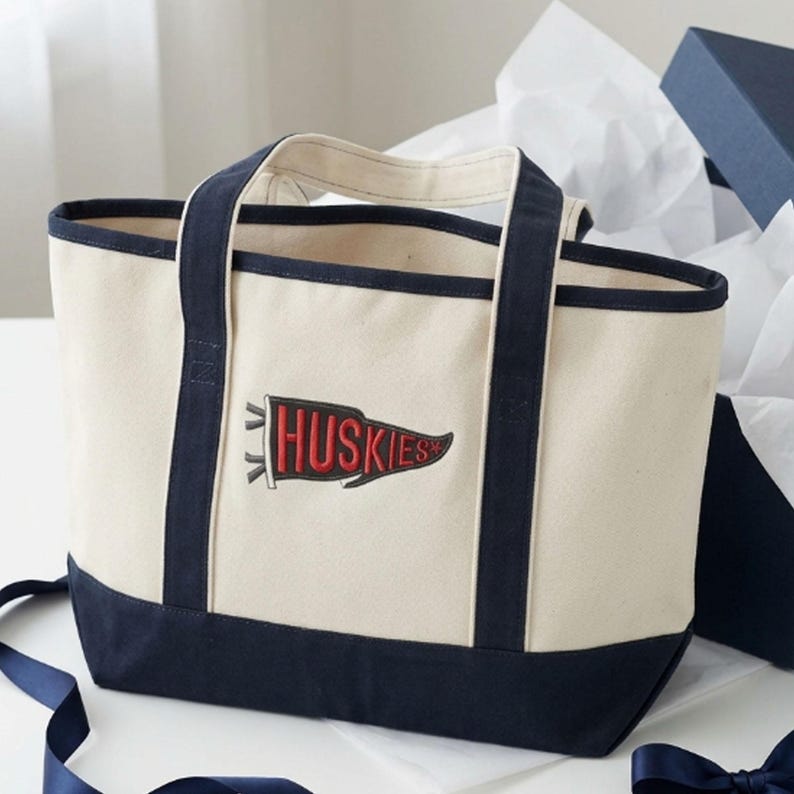 Personalized Embroidered College Pennant Embroidary Tote Bag QH02