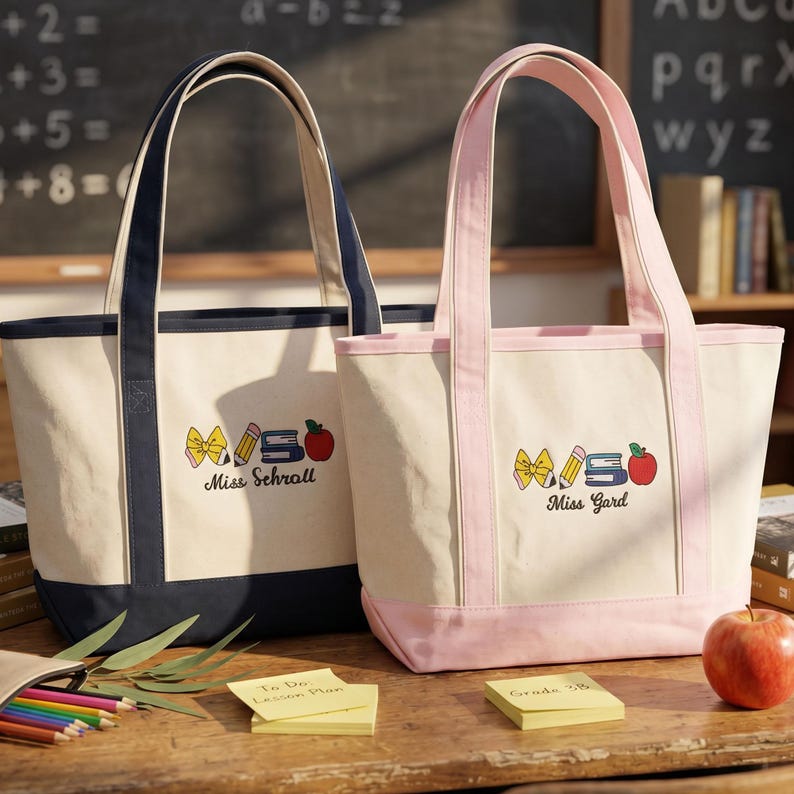 Back to School Totes Embroidary Tote Bag QH07