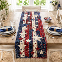 Patriotic Star Quilted Table Runner QH04