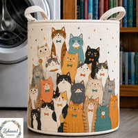 Decorative Toy Organizer, Cat Mom Gift Quilted Laundry Basket QH03