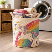Unicorn Rainbow, Magical Room Decor Quilted Laundry Basket QH05