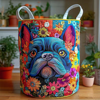 Floral Fiesta Frenchie Quilted Laundry Basket QH10